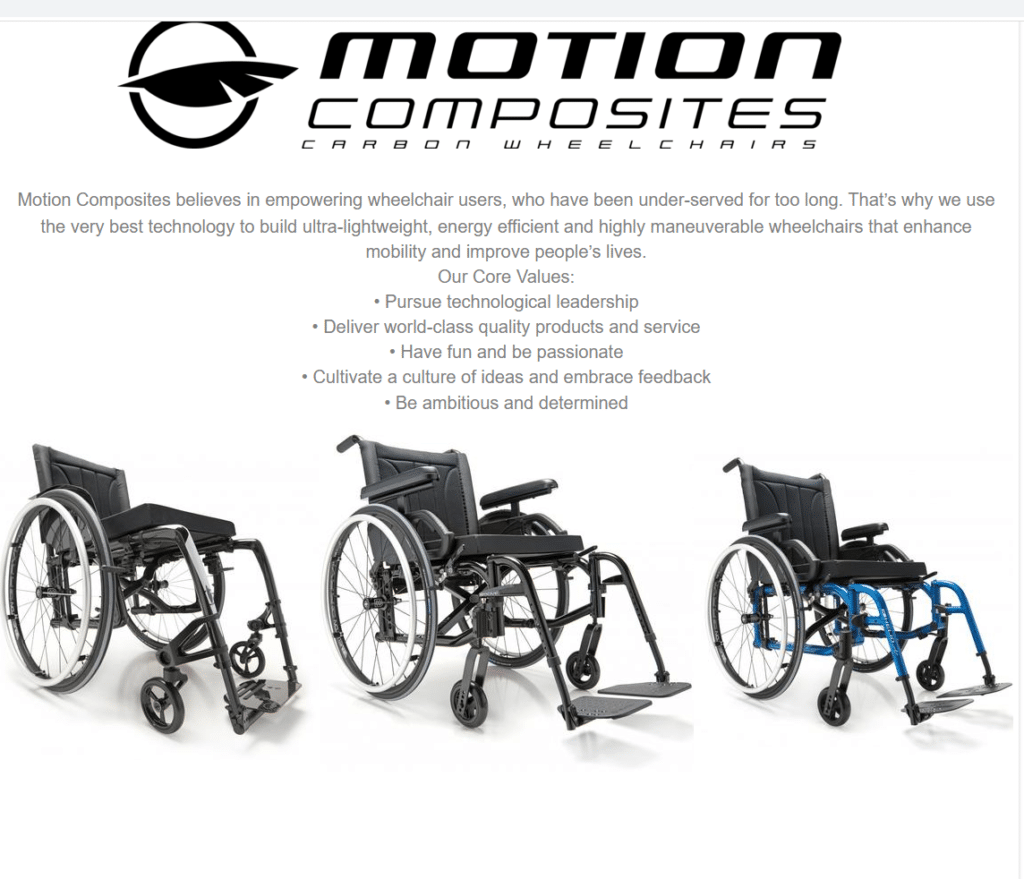 Motion Composites Custom Wheelchairs Wellness & Mobility Inc